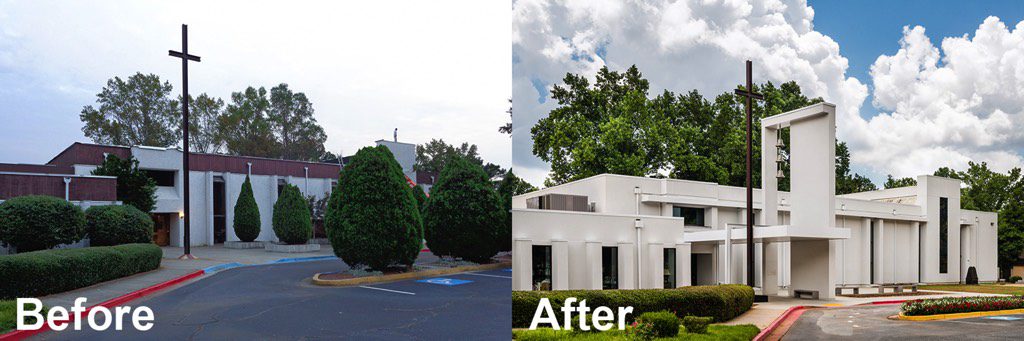 Corpus Christi Catholic Church Front Entrance Before and After